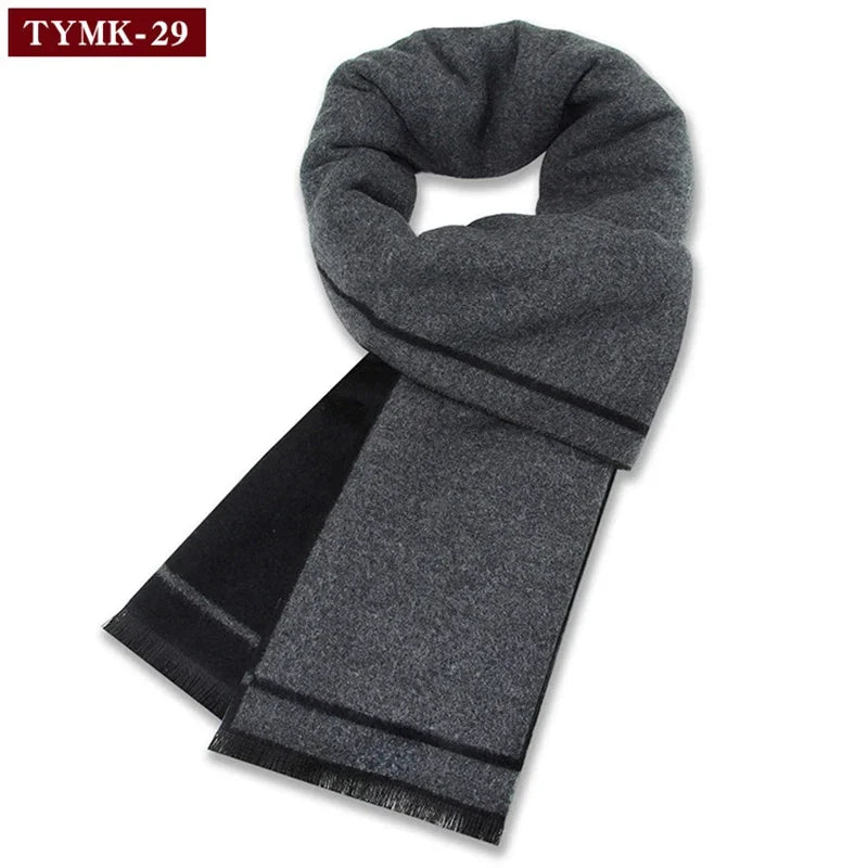 Luxury Scarf Man Winter Warm Wool Scarf For Men Cashmere Scarves Casual Plaid Male Long Pashmina Outdoor Shawls Man Muffler Gift