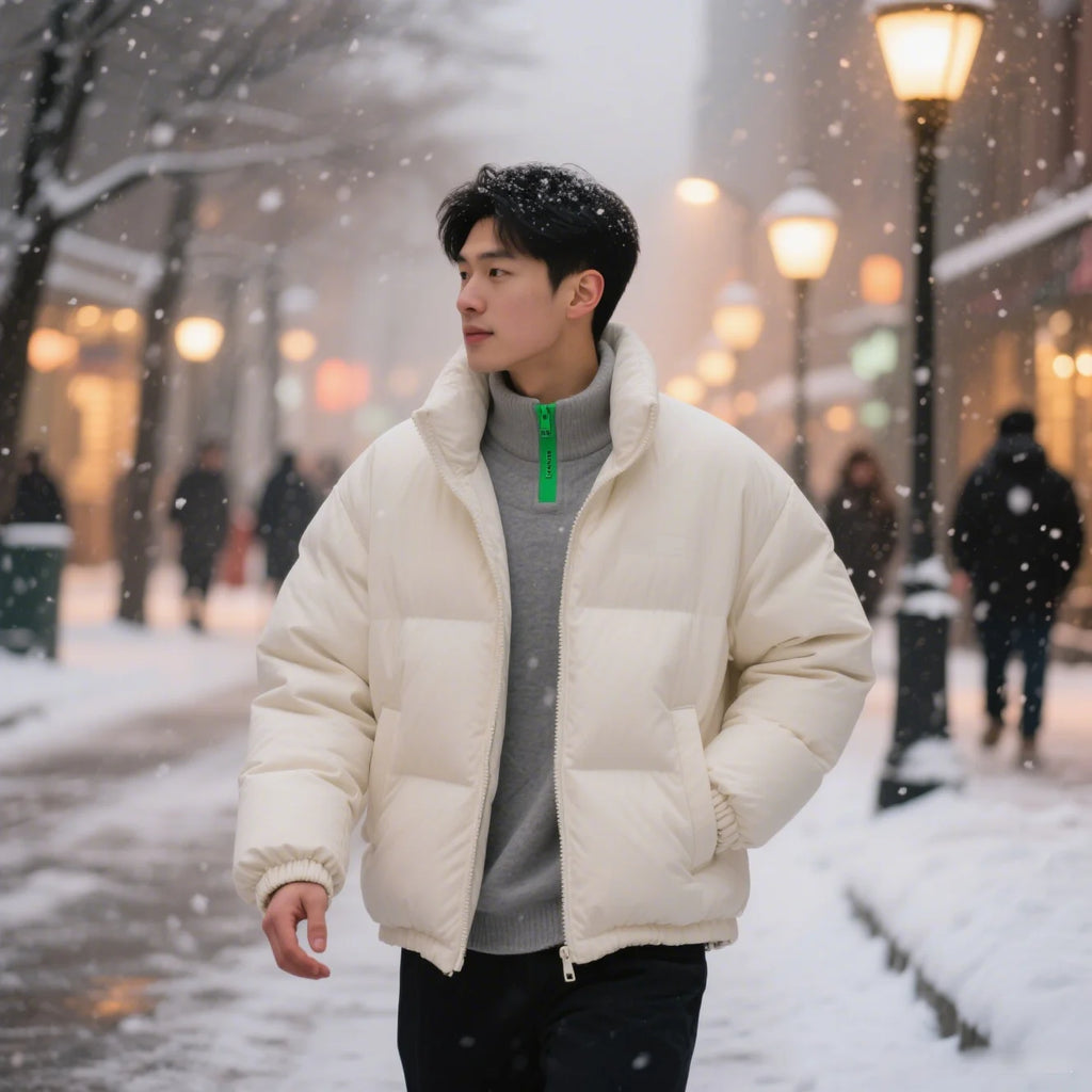 Urban Stand Collar Jacket – Premium Windproof Cotton Bomber for Modern Winter