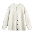 Men's Cable Knit Cardigan Retro Streetwear Basic Versatile Round Neck Pullover Fall Winter Non-Itch Top