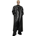 Noir Oversized Leather Trench – Extra Long European Luxury Coat for Men