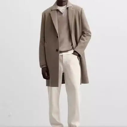 Aurenzo Wool Blend Long Coat – Urban Tailored Winter Overcoat for Men | Premium Minimalist Elegance