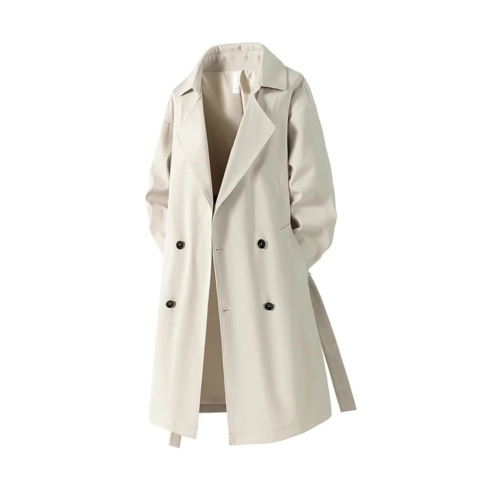 Autumn Mens Long Coat American Streetwear Vintage Over Knee Trench Coat Casual Retro Waterproof Windbreaker
