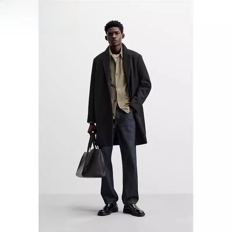 Aurenzo Wool Blend Long Coat – Urban Tailored Winter Overcoat for Men | Premium Minimalist Elegance