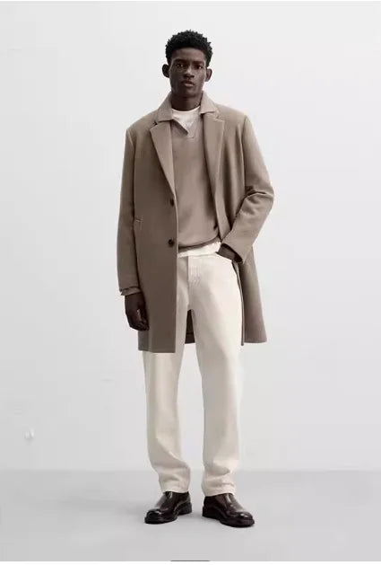 Aurenzo Wool Blend Long Coat – Urban Tailored Winter Overcoat for Men | Premium Minimalist Elegance