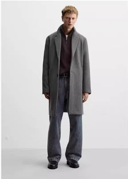 Aurenzo Wool Blend Long Coat – Urban Tailored Winter Overcoat for Men | Premium Minimalist Elegance