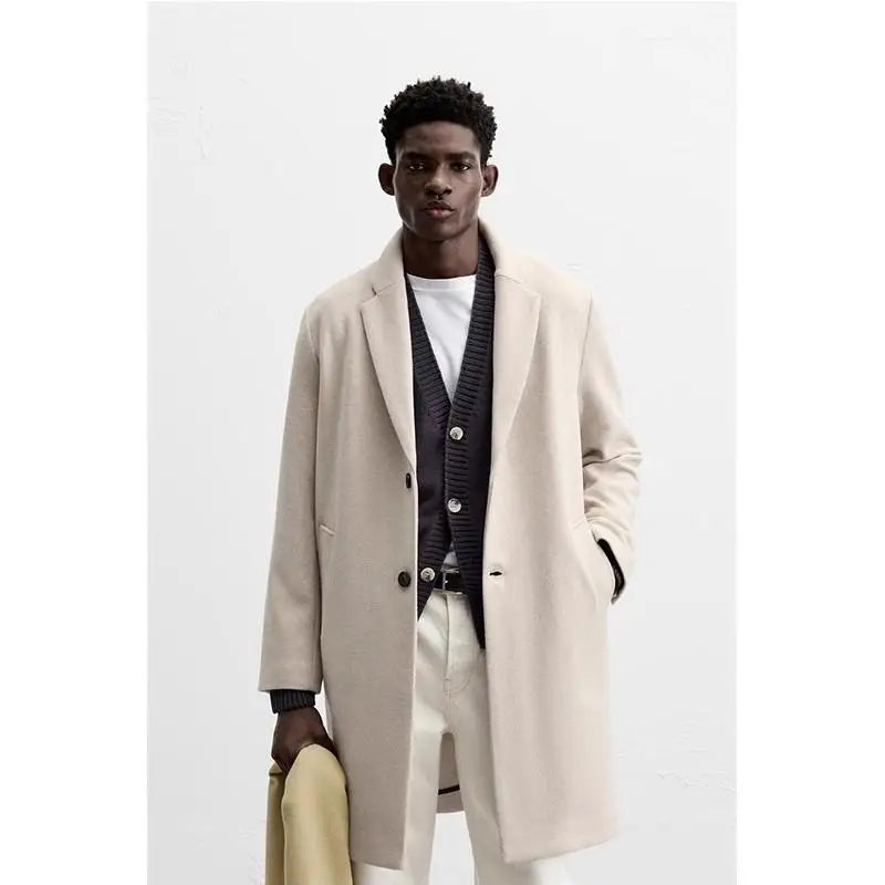 Aurenzo Wool Blend Long Coat – Urban Tailored Winter Overcoat for Men | Premium Minimalist Elegance