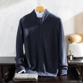 100% pure cashmere sweater for men's half turtleneck zipper cardigan pull strip medium thick knitted sweater warm