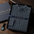 100% pure cashmere sweater men's thickened warm half turtle neck twisted flower sweater fashionable business casual base shirt