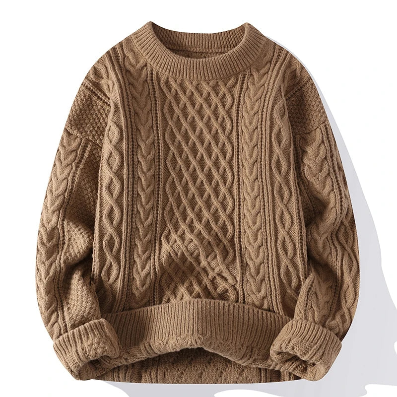 Autumn Winter Men Sweater Vintage O Neck Solid Color Mens Knitted Pullovers Loose Harajuku Mens Retro Knitting Pullover Sweaters