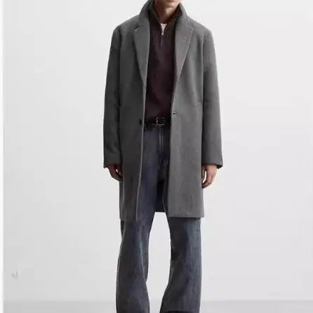 Aurenzo Wool Blend Long Coat – Urban Tailored Winter Overcoat for Men | Premium Minimalist Elegance