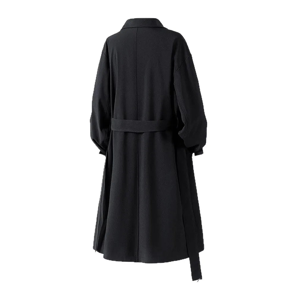 Autumn Mens Long Coat American Streetwear Vintage Over Knee Trench Coat Casual Retro Waterproof Windbreaker