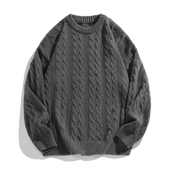 Men's Tide Brand Series Solid Color Twist Design Turtleneck Sweater Autumn and Winter Couples Loose Knit Sweater Thick Sweater